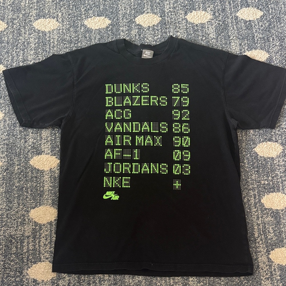 Vintage Nike Air Sneaker Jones Neon Green Dot Matrix Graphic tshirt